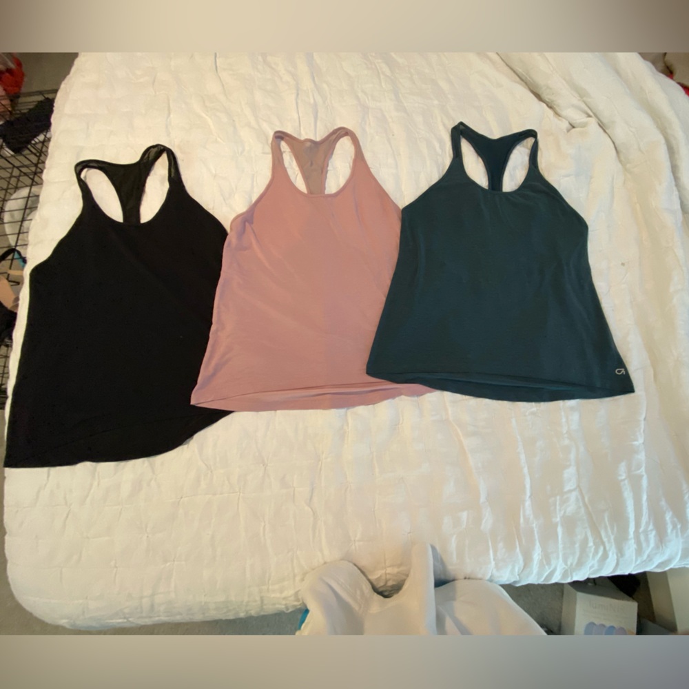 GAP White and Blue Fitted Raglan Tank Top